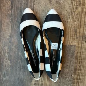 Black and white striped flats size 8